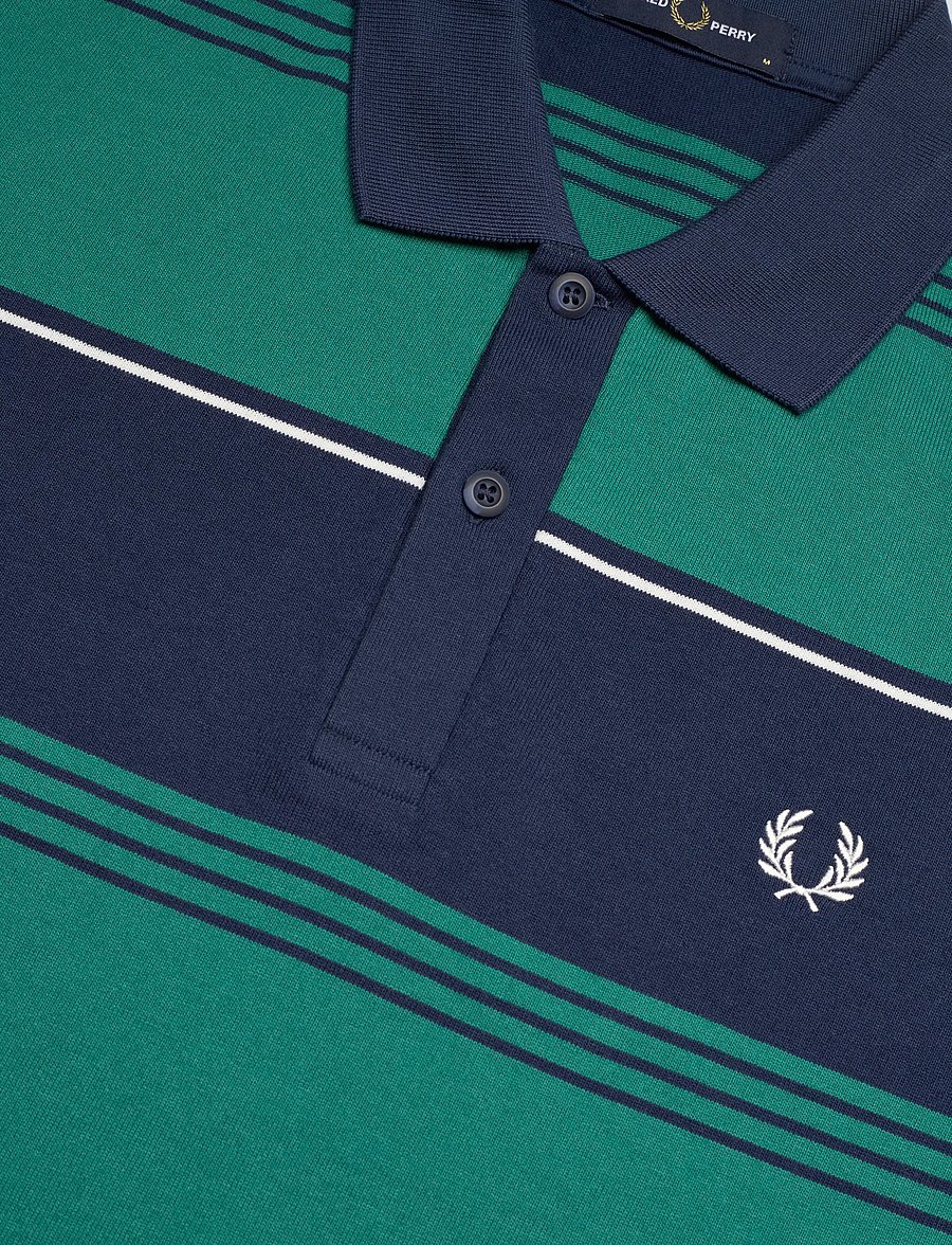 Fred Perry - HEAVYWEIGHT STRIPED POLO - langärmelig - tennis blue - 5