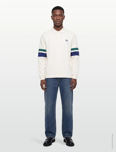 Tipped Sleeve Collared Sweat - LangæRmede