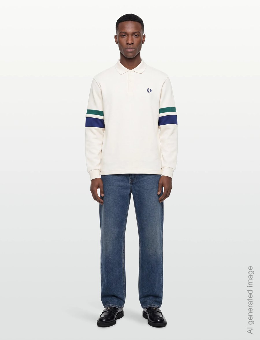 Fred Perry - TIPPED SLEEVE COLLARED SWEAT - long-sleeved knitted polos - snow white - 0