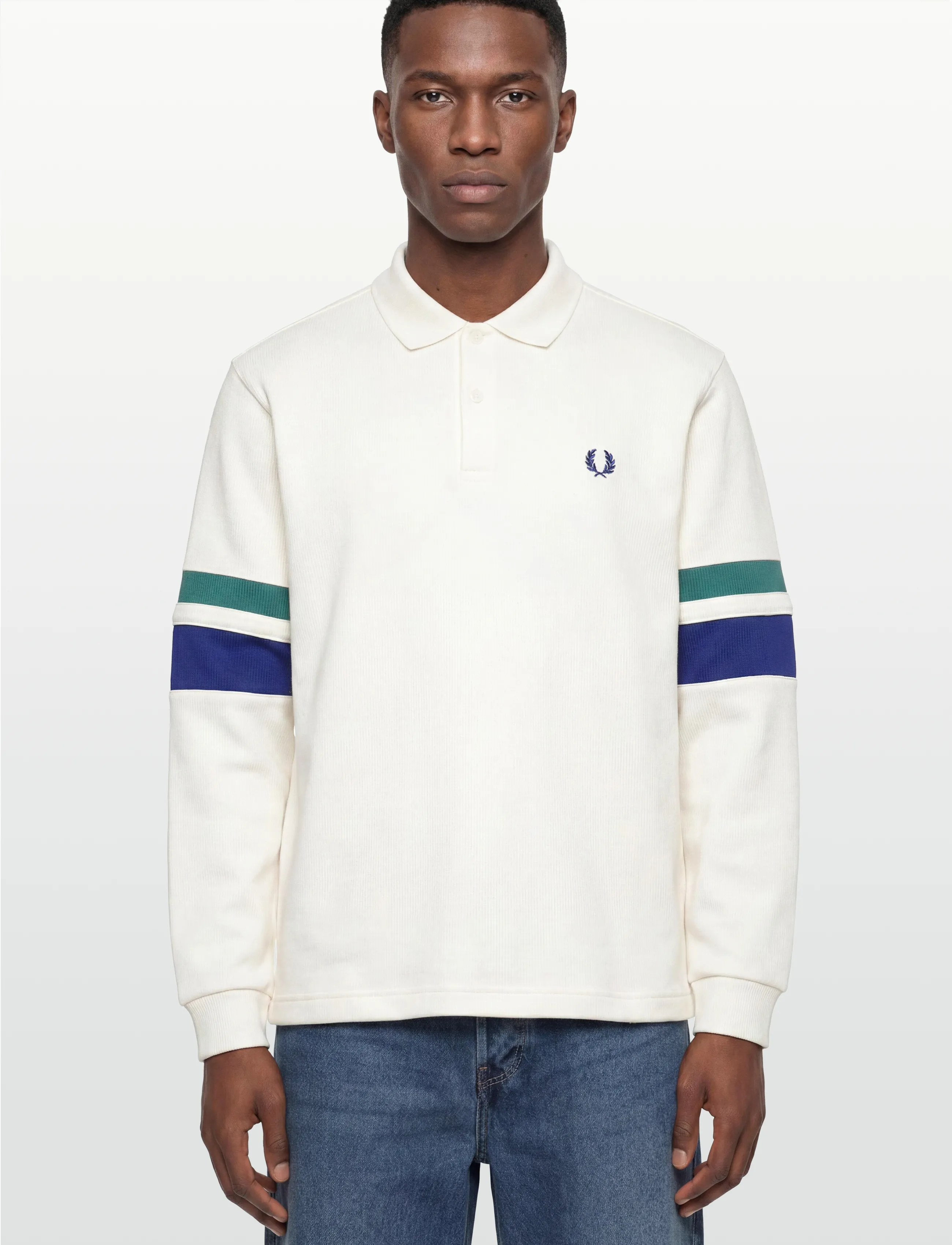 Fred Perry Tipped Sleeve Collared Sweat pikéer herr – bild 2