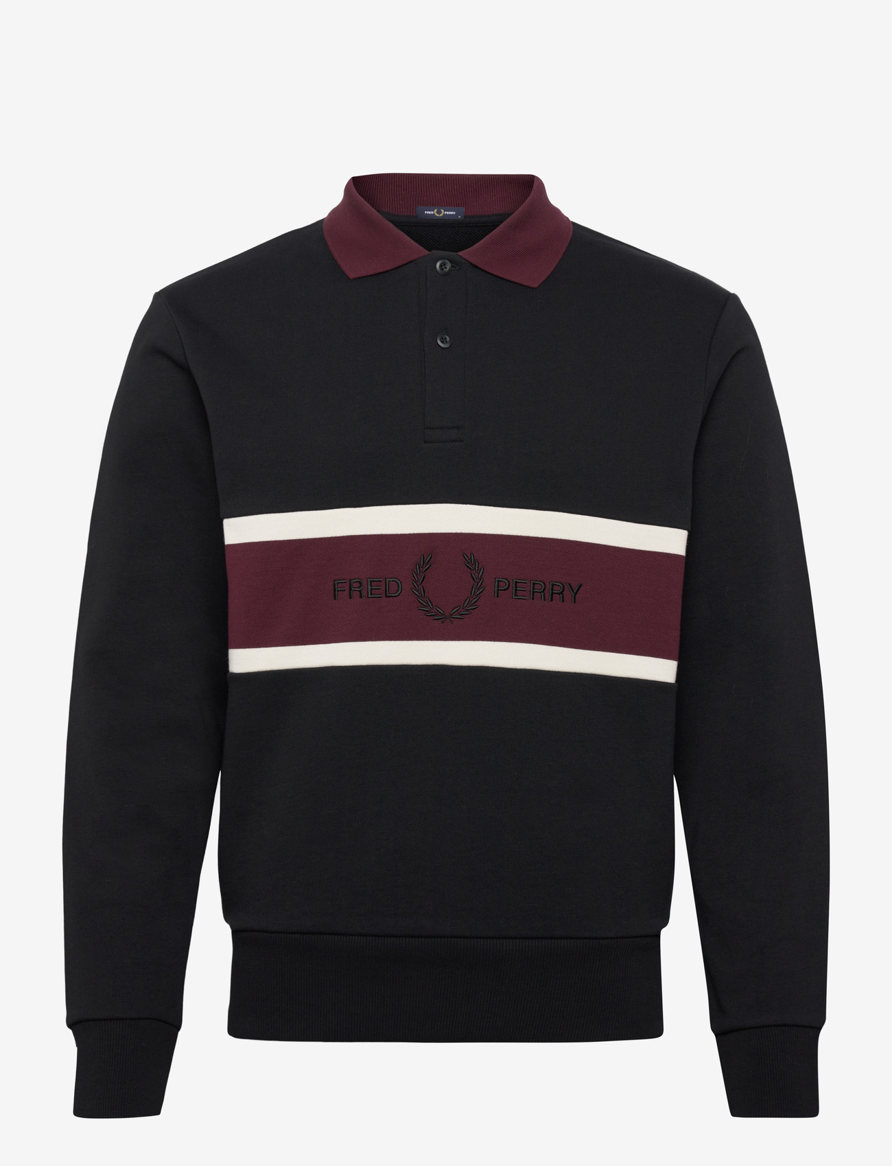 Fred Perry - EMBROIDERED PANEL COLLARED - long-sleeved polos - black - 0
