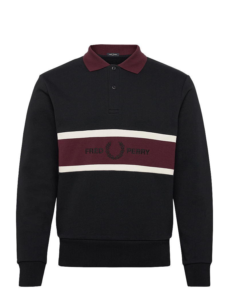 Fred Perry - EMBROIDERED PANEL COLLARED - long-sleeved polos - black - 0