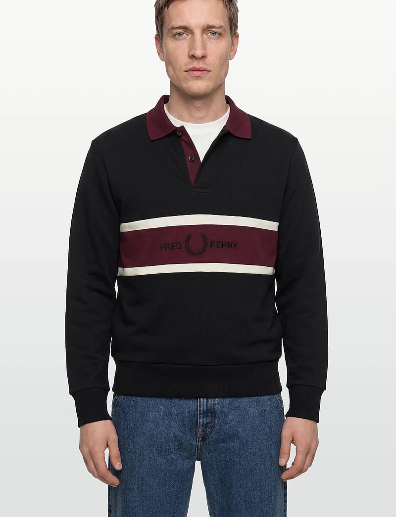 Fred Perry - EMBROIDERED PANEL COLLARED - langärmelig - black - 3