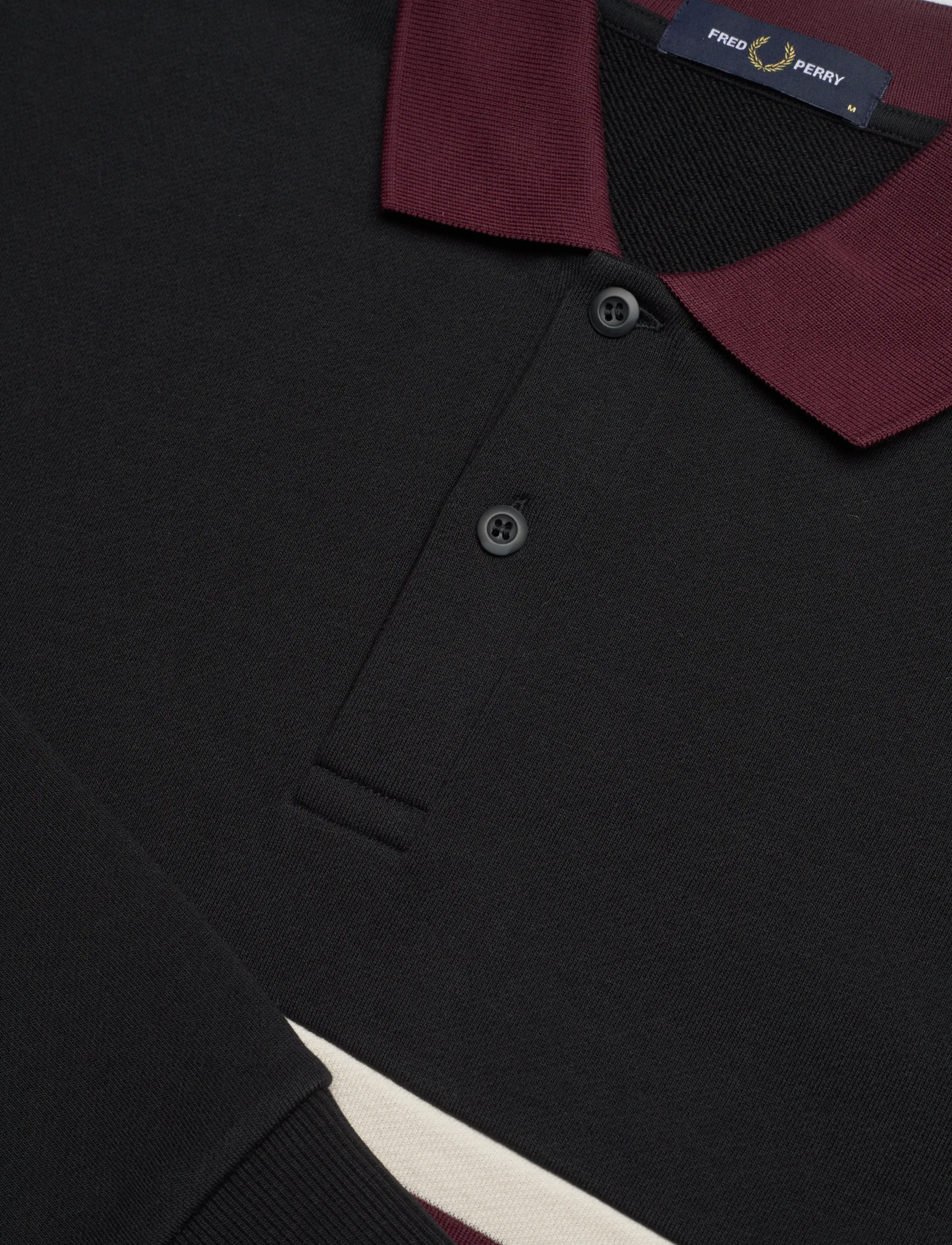 Fred Perry - EMBROIDERED PANEL COLLARED - pikkade varrukatega polod - black - 5
