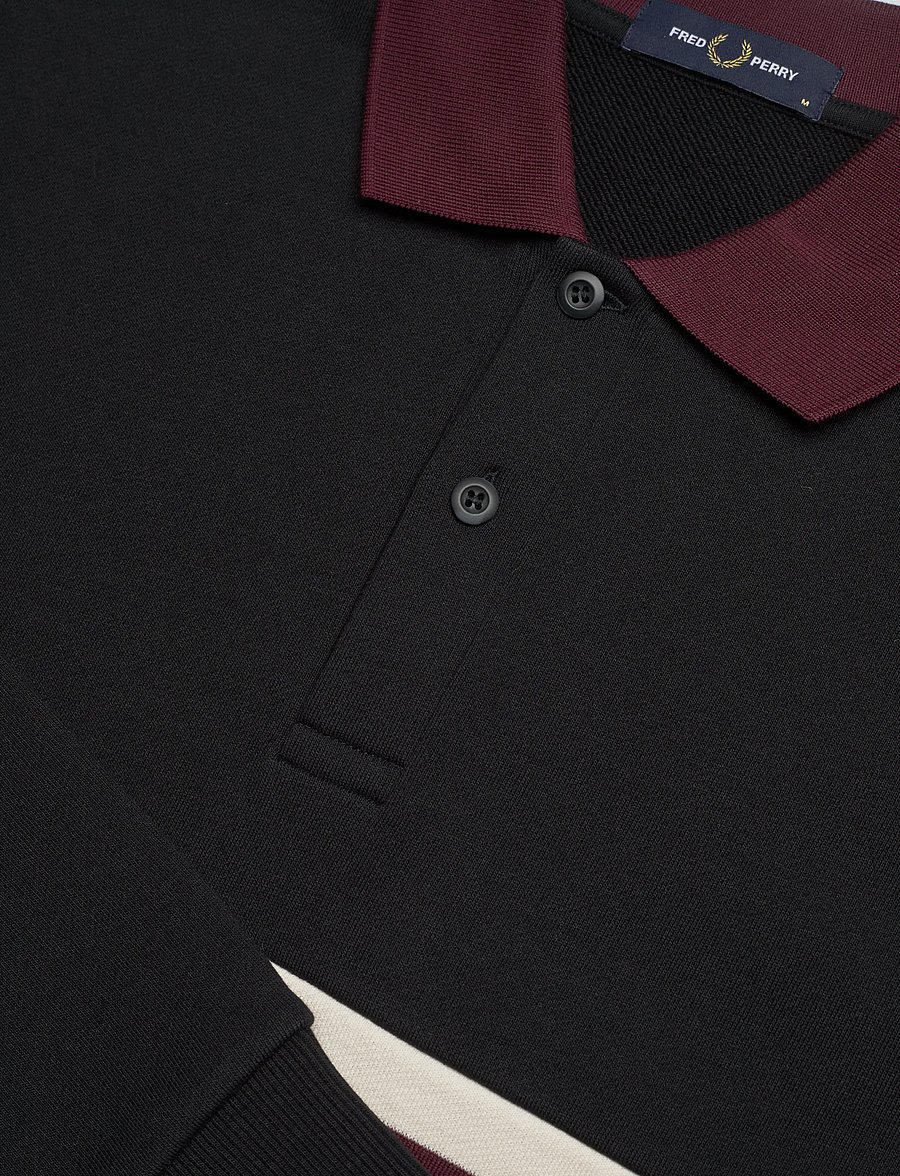 Fred Perry - EMBROIDERED PANEL COLLARED - langärmelig - black - 5