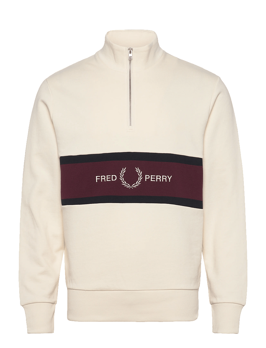 Fred Perry - EMBROIDERED PANEL HALF ZIP SWE - nach anlass kaufen - ecru - 1