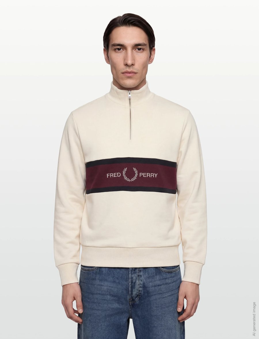 Fred Perry - EMBROIDERED PANEL HALF ZIP SWE - nach anlass kaufen - ecru - 3