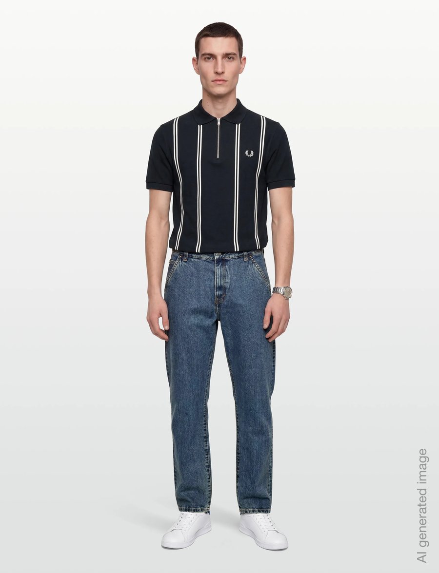 Fred Perry - VERTICAL STRIPE POLO - kortærmede poloer - navy - 0