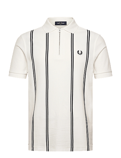 Fred Perry VERTICAL STRIPE POLO - Fred Perry - SNOW WHITE / cream