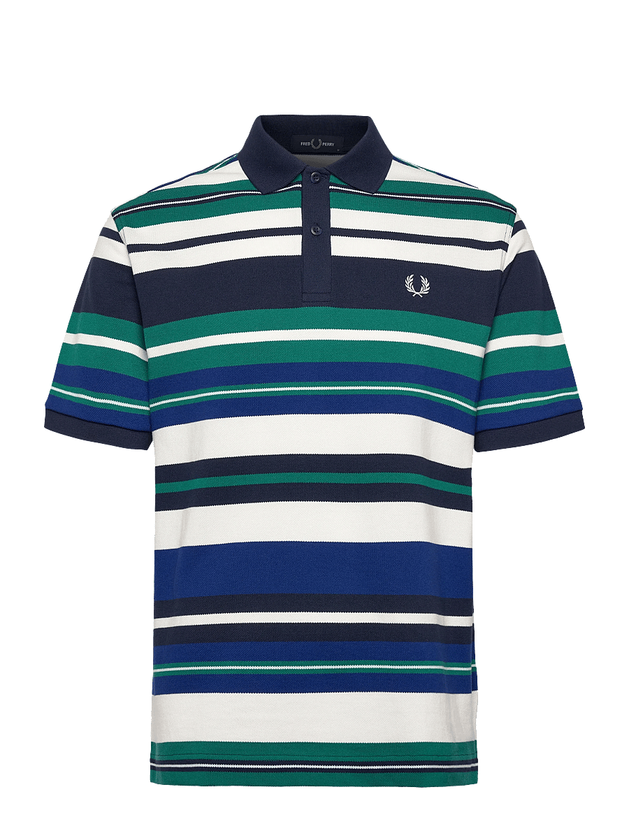 Fred Perry - STRIPED RELAXED POLO - kortærmede poloer - deep mint - 1