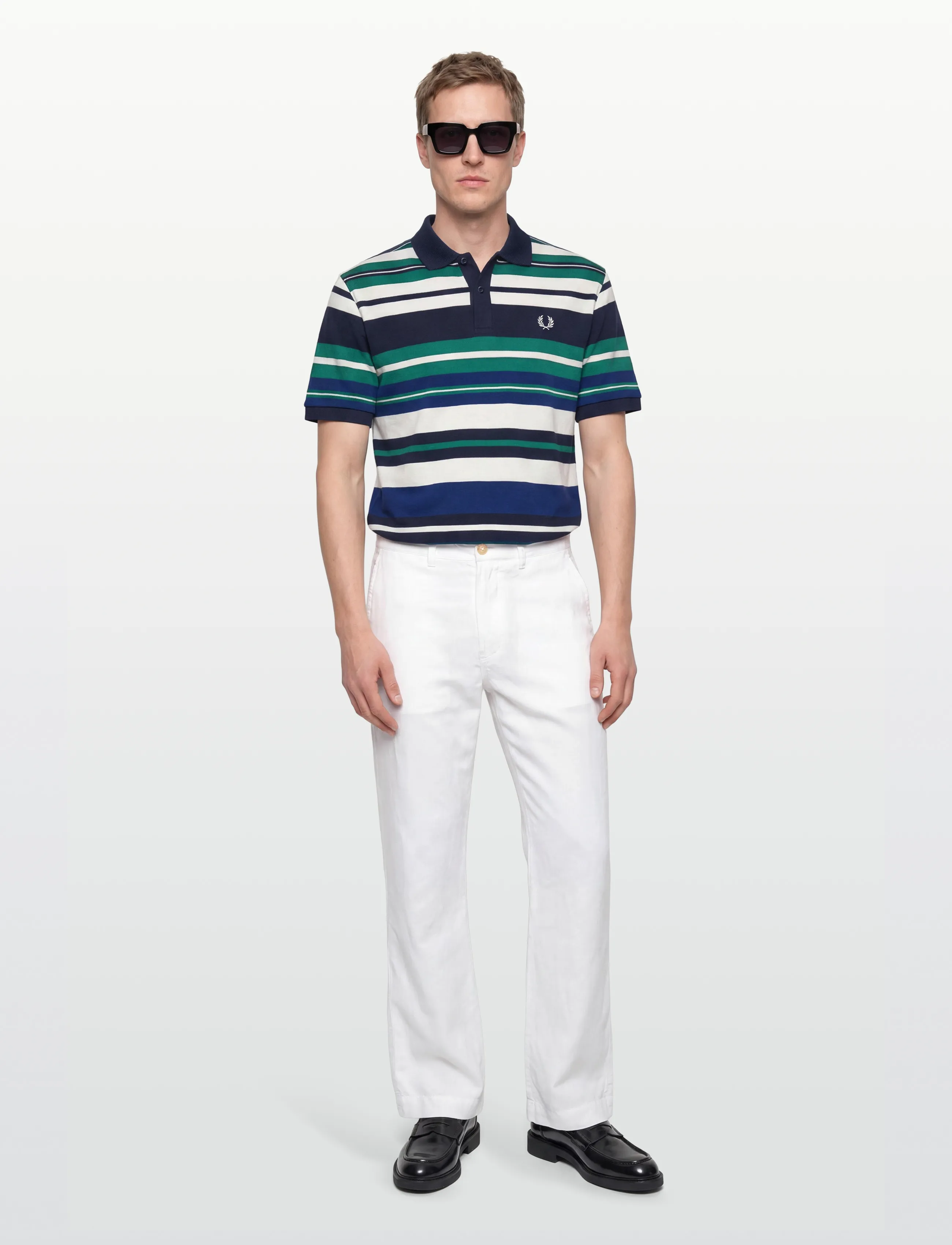 Fred Perry STRIPED RELAXED POLO - Clothing - DEEP MINT / green