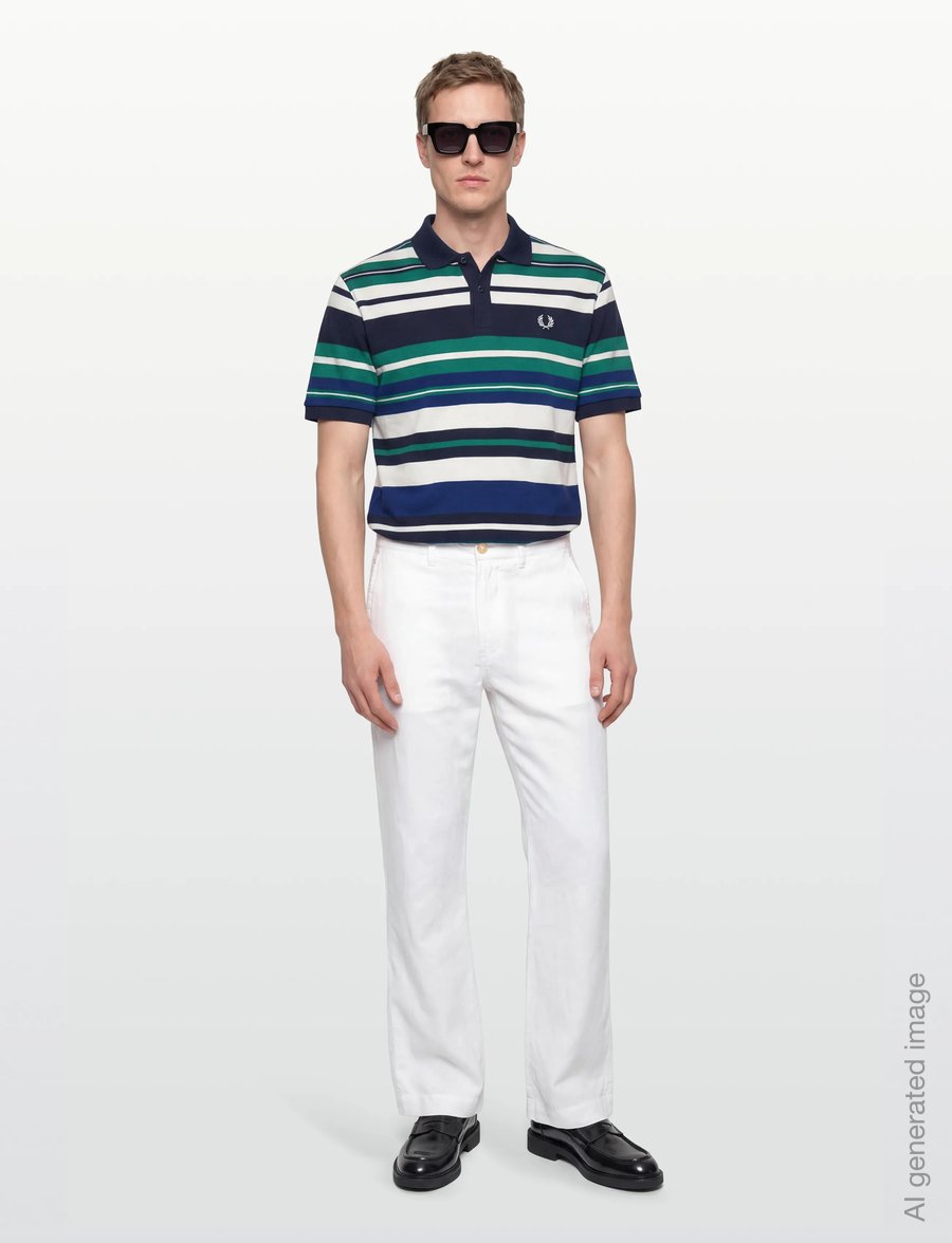 Fred Perry - STRIPED RELAXED POLO - kortærmede poloer - deep mint - 0