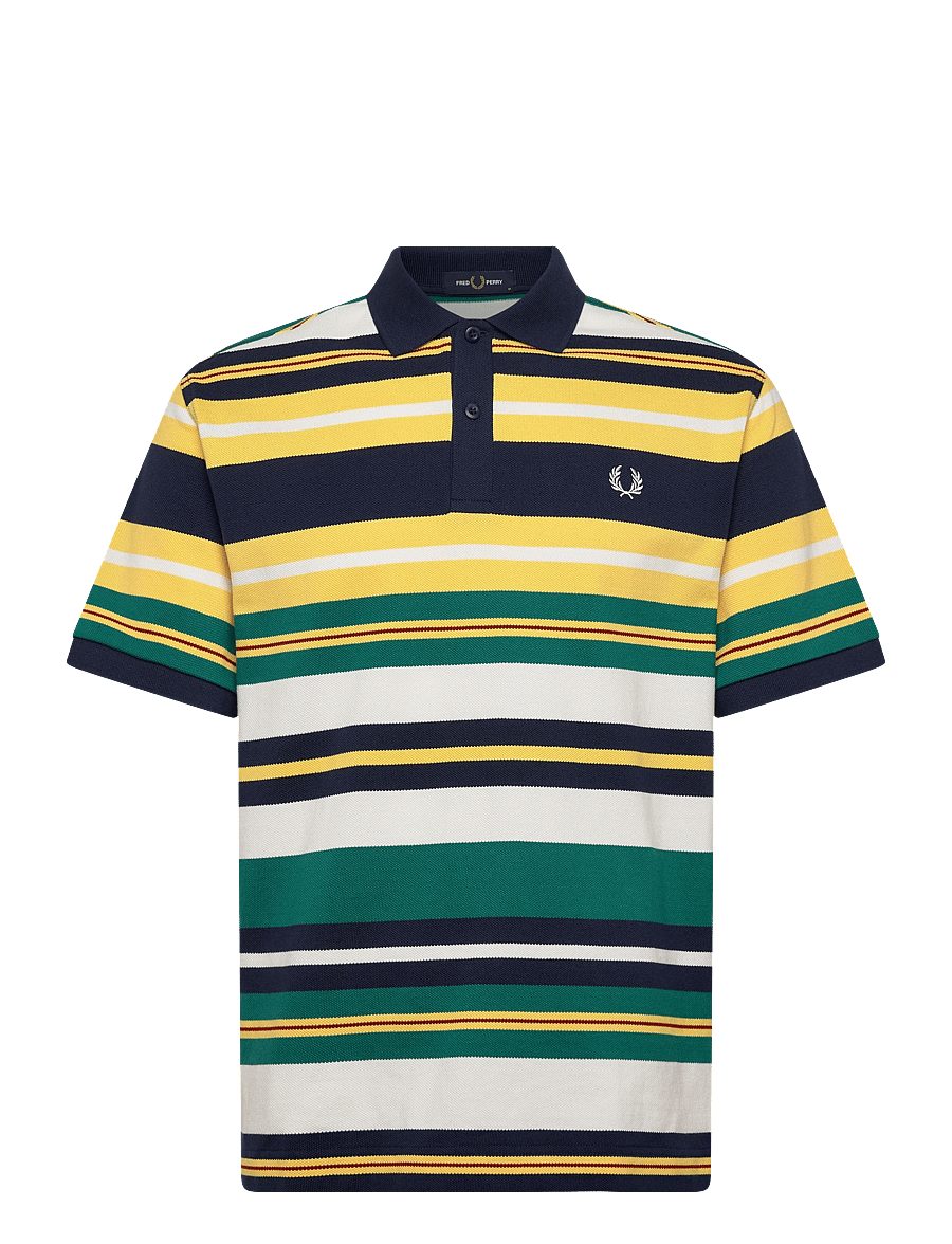 Fred Perry - STRIPED RELAXED POLO - kortærmede poloer - lemon barley - 1