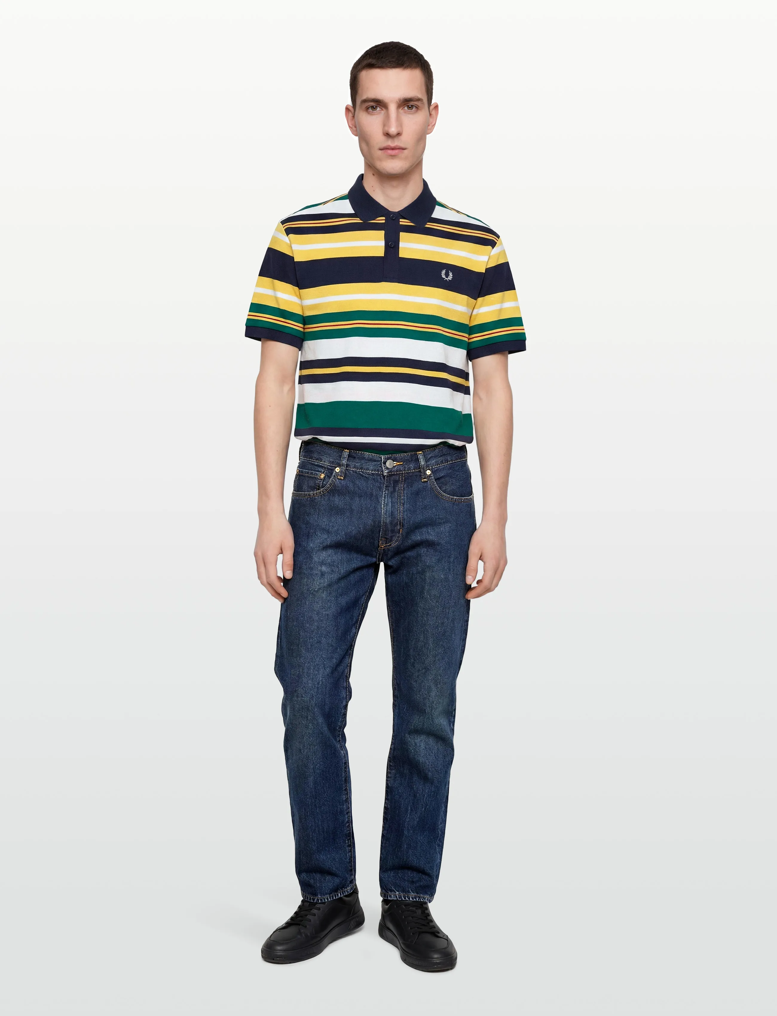 Fred Perry STRIPED RELAXED POLO - Lühikeste varrukatega polod - LEMON BARLEY / multi