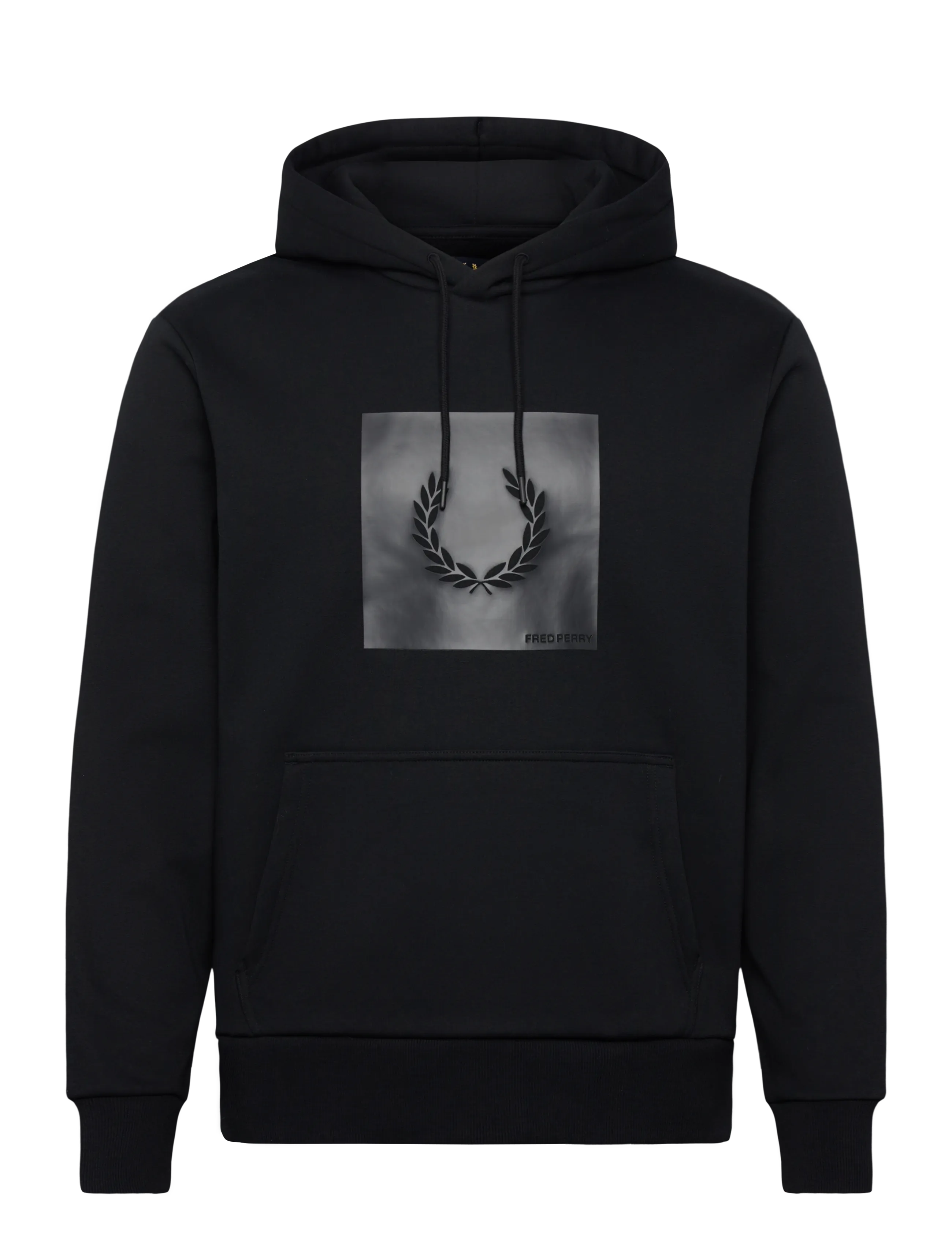Fred Perry BOX GRAPHIC HOODED SWEATSH - Preppy - BLACK/ANCHORGREY / black