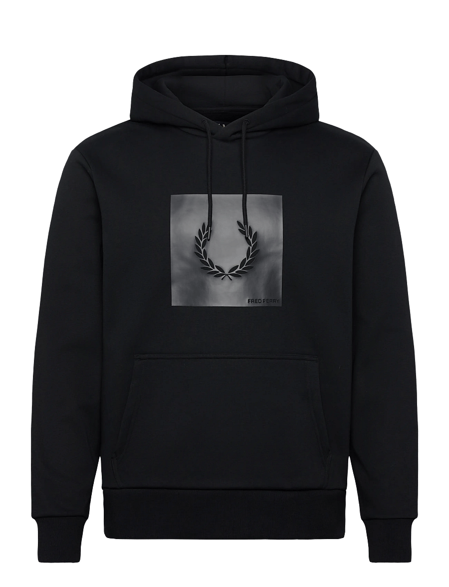 Fred Perry - BOX GRAPHIC HOODED SWEATSH - kapuzenpullover - black/anchorgrey - 1