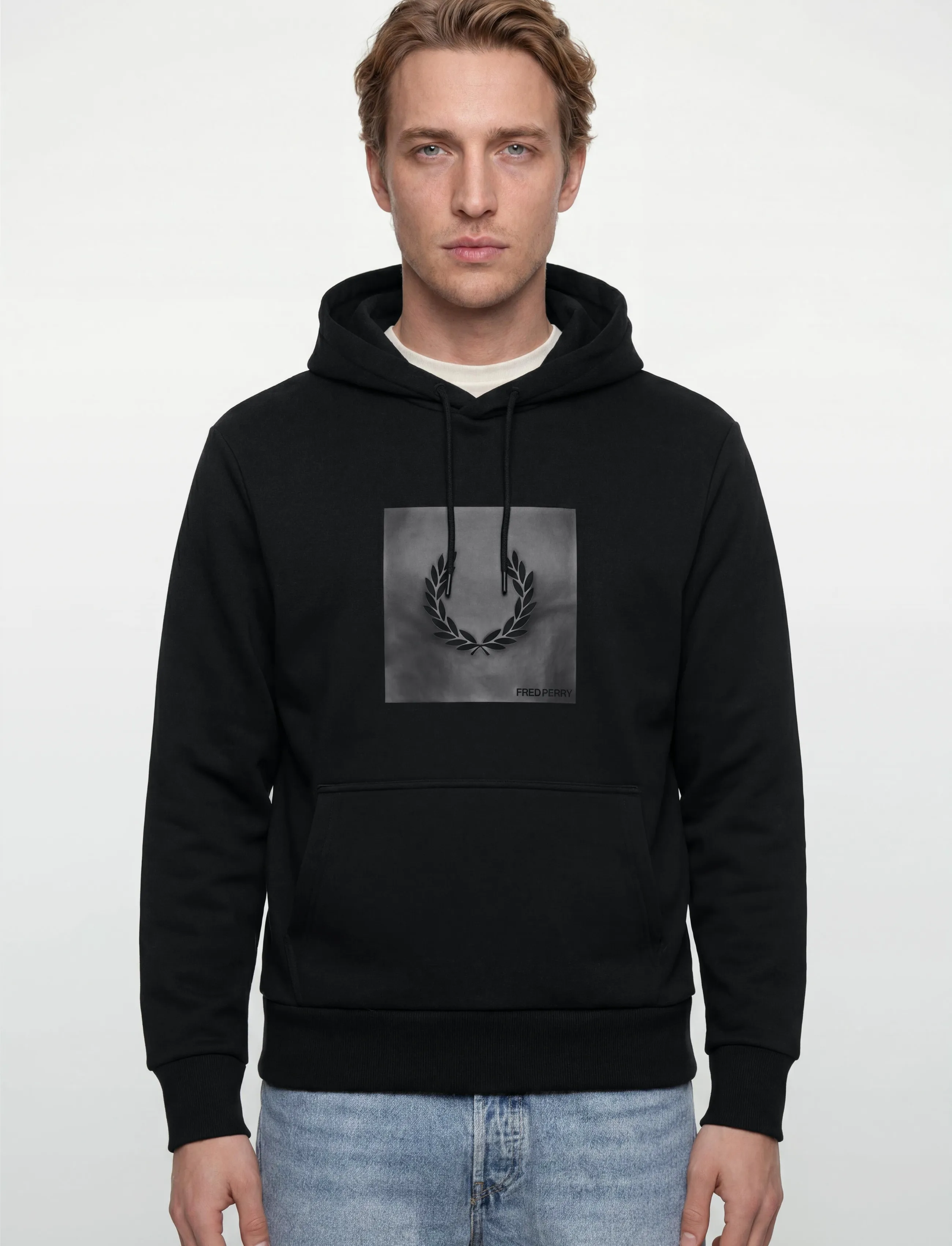 Fred Perry - BOX GRAPHIC HOODED SWEATSH - kapuzenpullover - black/anchorgrey - 3