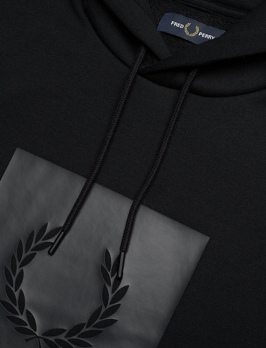 Fred Perry - BOX GRAPHIC HOODED SWEATSH - kapuzenpullover - black/anchorgrey - 5