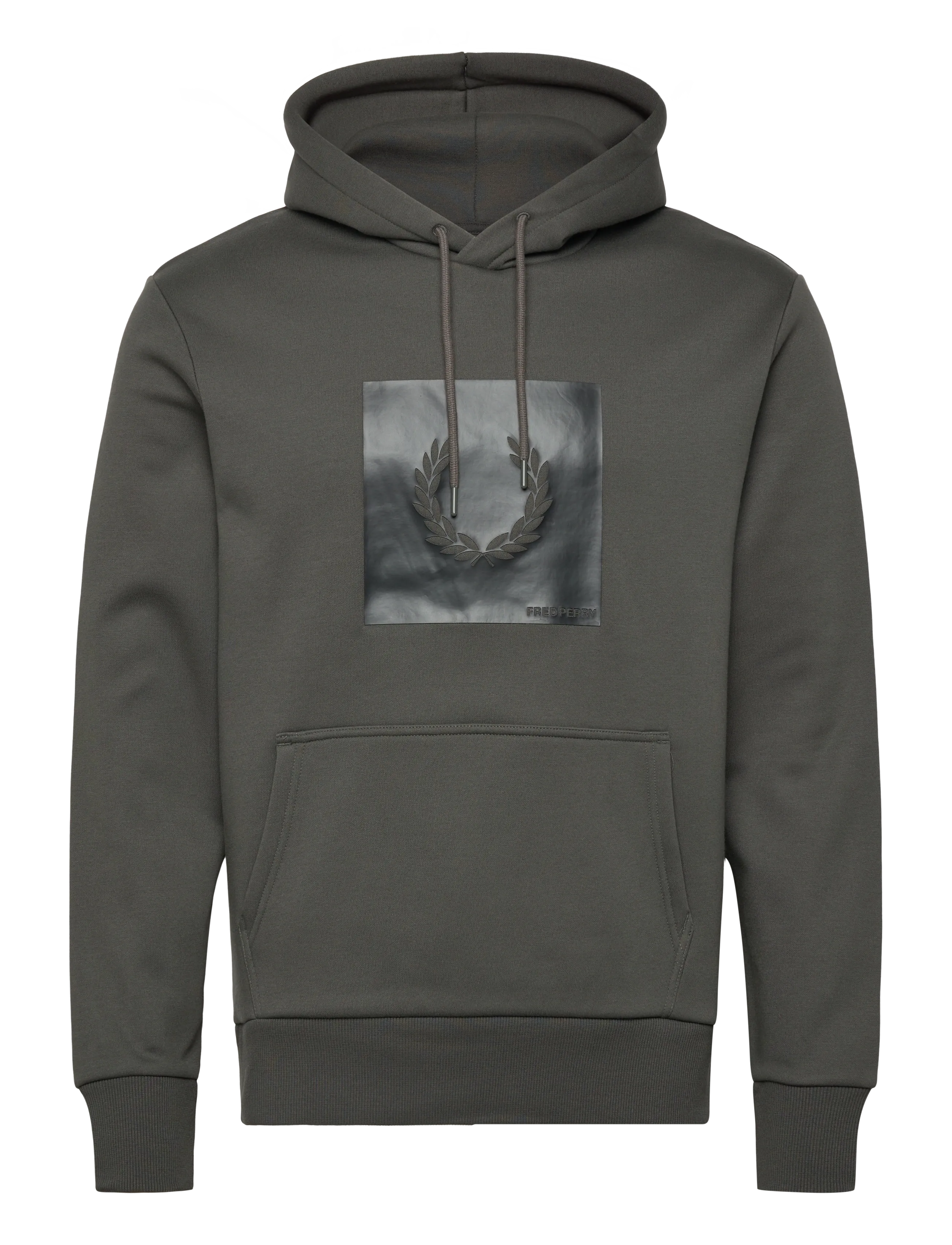 Fred Perry BOX GRAPHIC HOODED SWEATSH - Hoodies - FIELD GRN/BLACK / grey