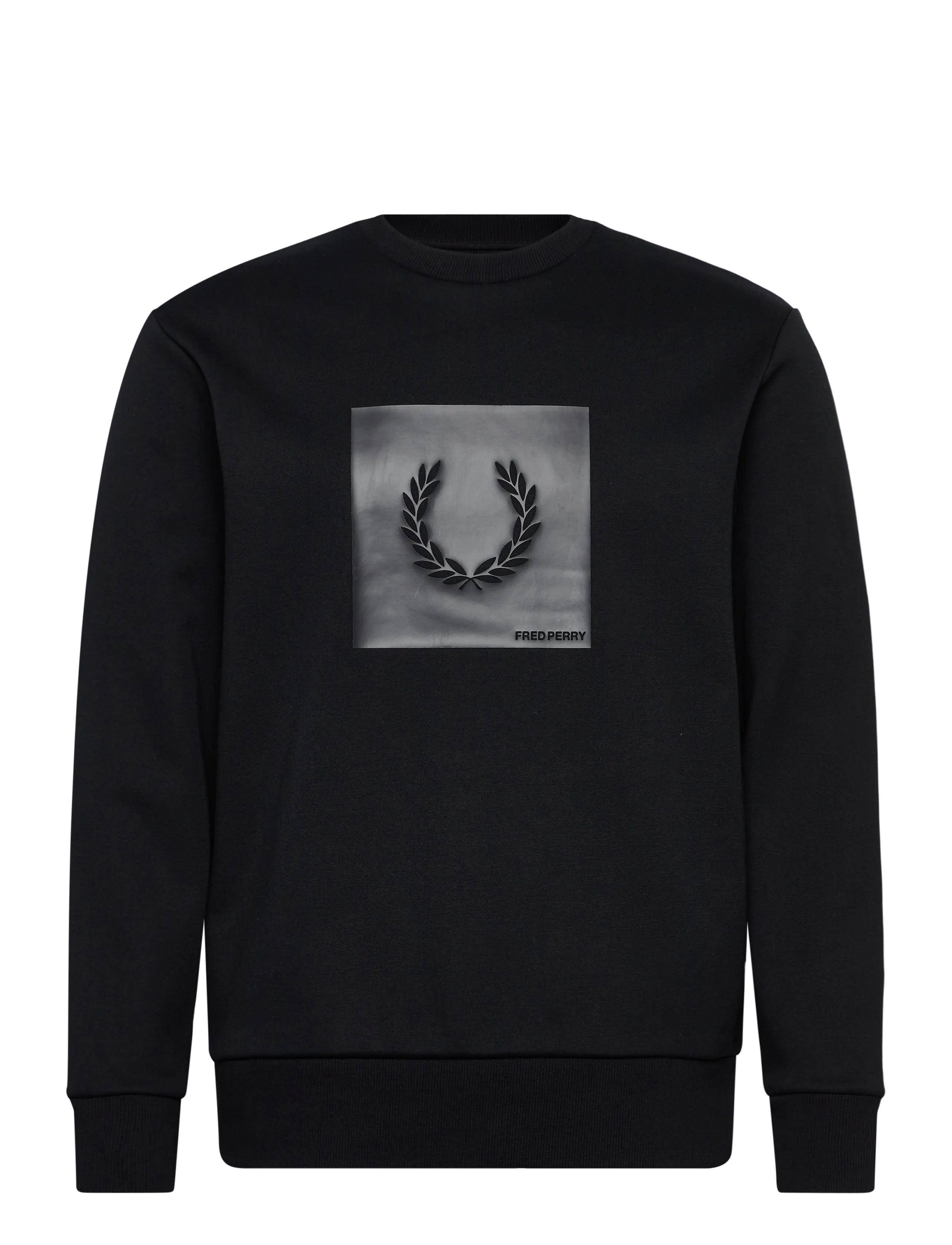 Fred Perry BOX GRAPHIC SWEATSHIRT - Preppy - BLACK/ANCHORGREY / black