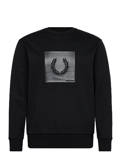 Fred Perry BOX GRAPHIC SWEATSHIRT - Fred Perry - BLACK/ANCHORGREY / black