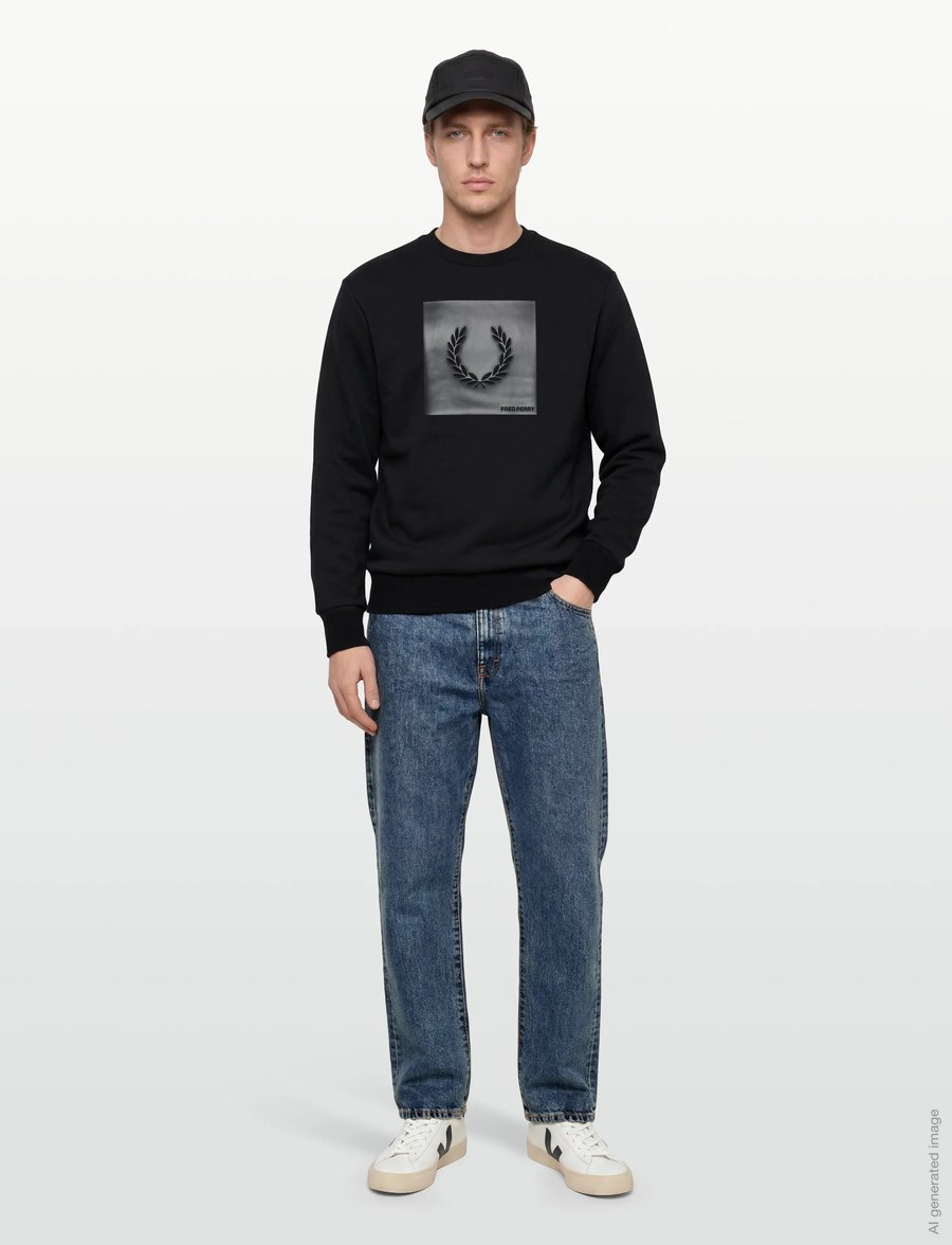 Fred Perry - BOX GRAPHIC SWEATSHIRT - nach anlass kaufen - black/anchorgrey - 0