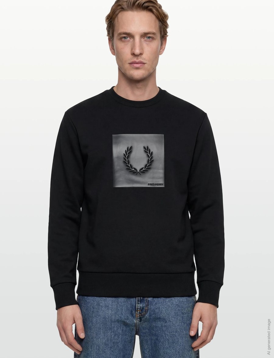 Fred Perry - BOX GRAPHIC SWEATSHIRT - nach anlass kaufen - black/anchorgrey - 3