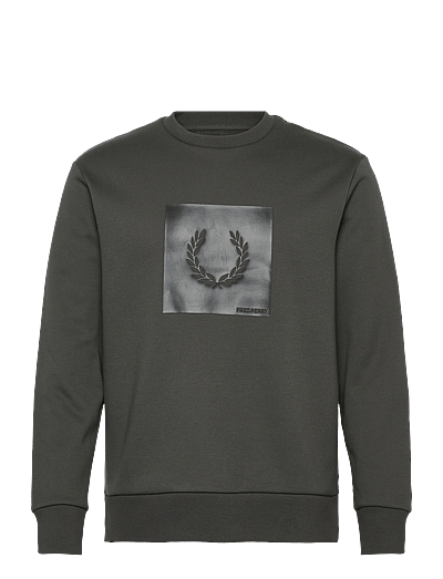 Fred Perry BOX GRAPHIC SWEATSHIRT - Fred Perry - FIELD GRN/BLACK / khaki/green