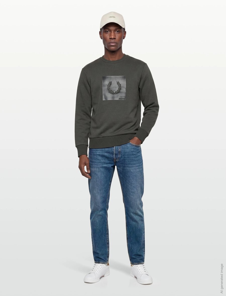 Fred Perry - BOX GRAPHIC SWEATSHIRT - shop efter anledning - field grn/black - 0