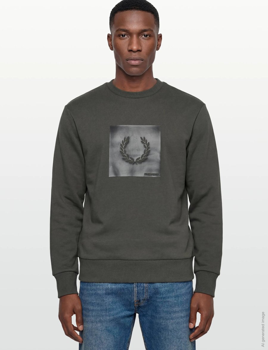 Fred Perry - BOX GRAPHIC SWEATSHIRT - shop efter anledning - field grn/black - 3