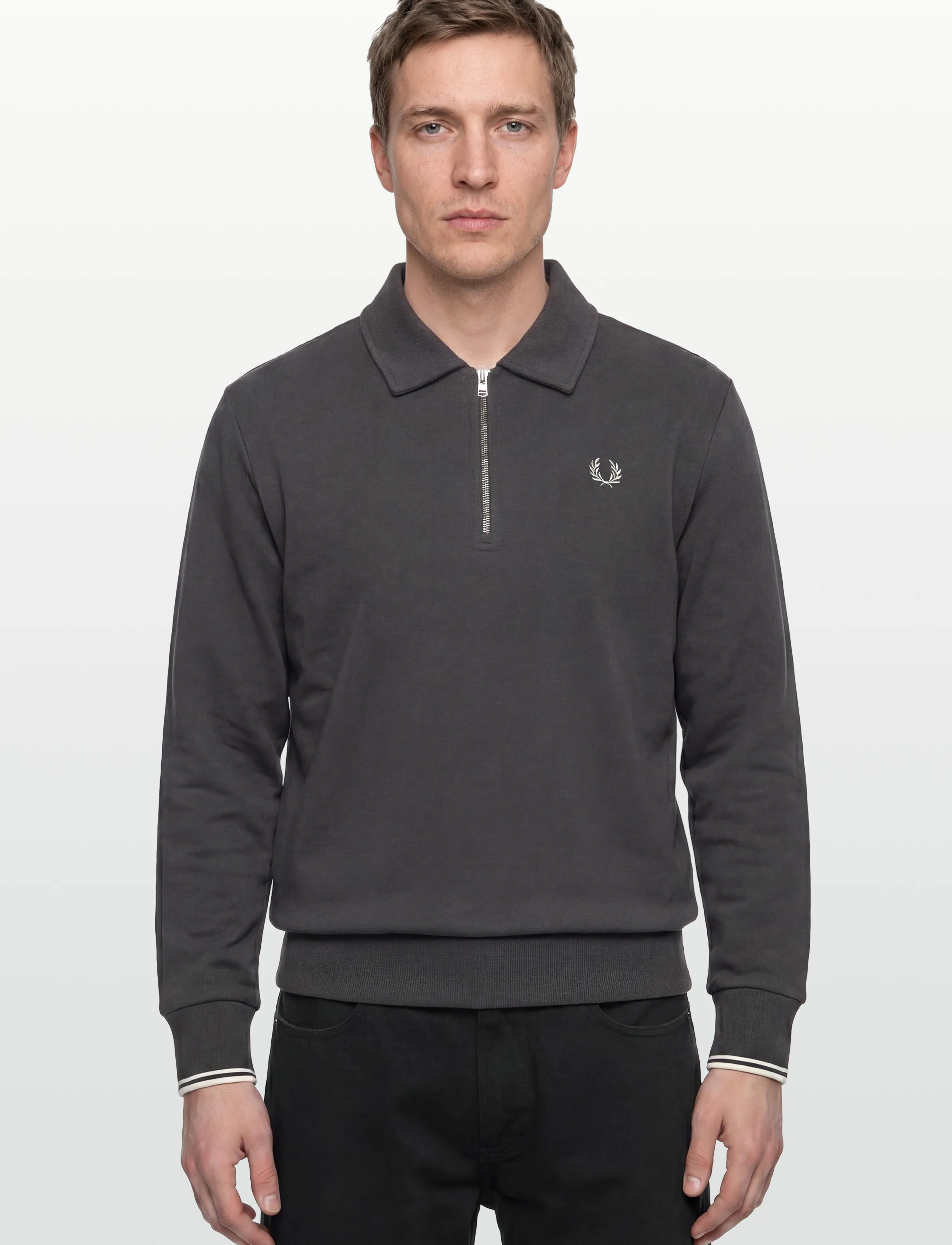 Fred Perry - HALF ZIP COLLARED SWEATSHIRT - sweatshirts - anchor grey - 3