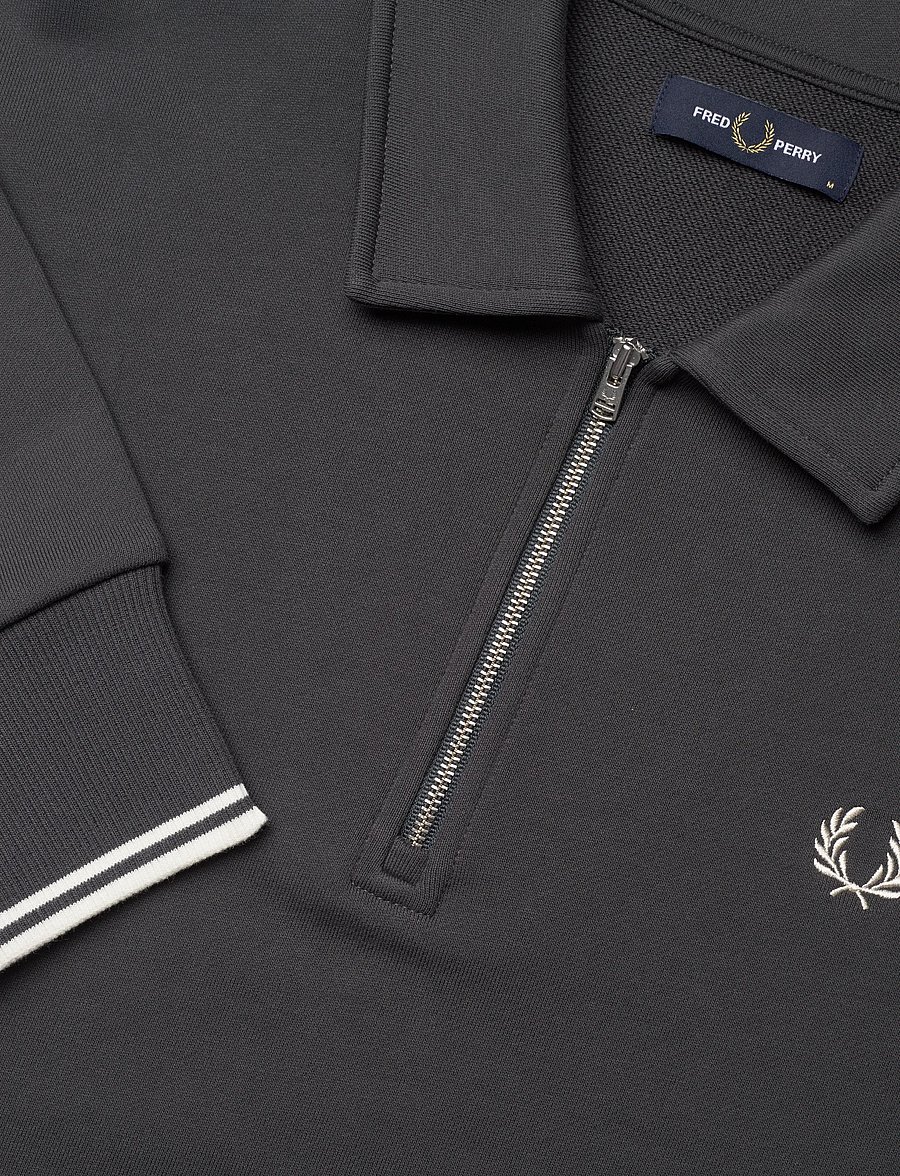 Fred Perry - HALF ZIP COLLARED SWEATSHIRT - sweatshirts - anchor grey - 5