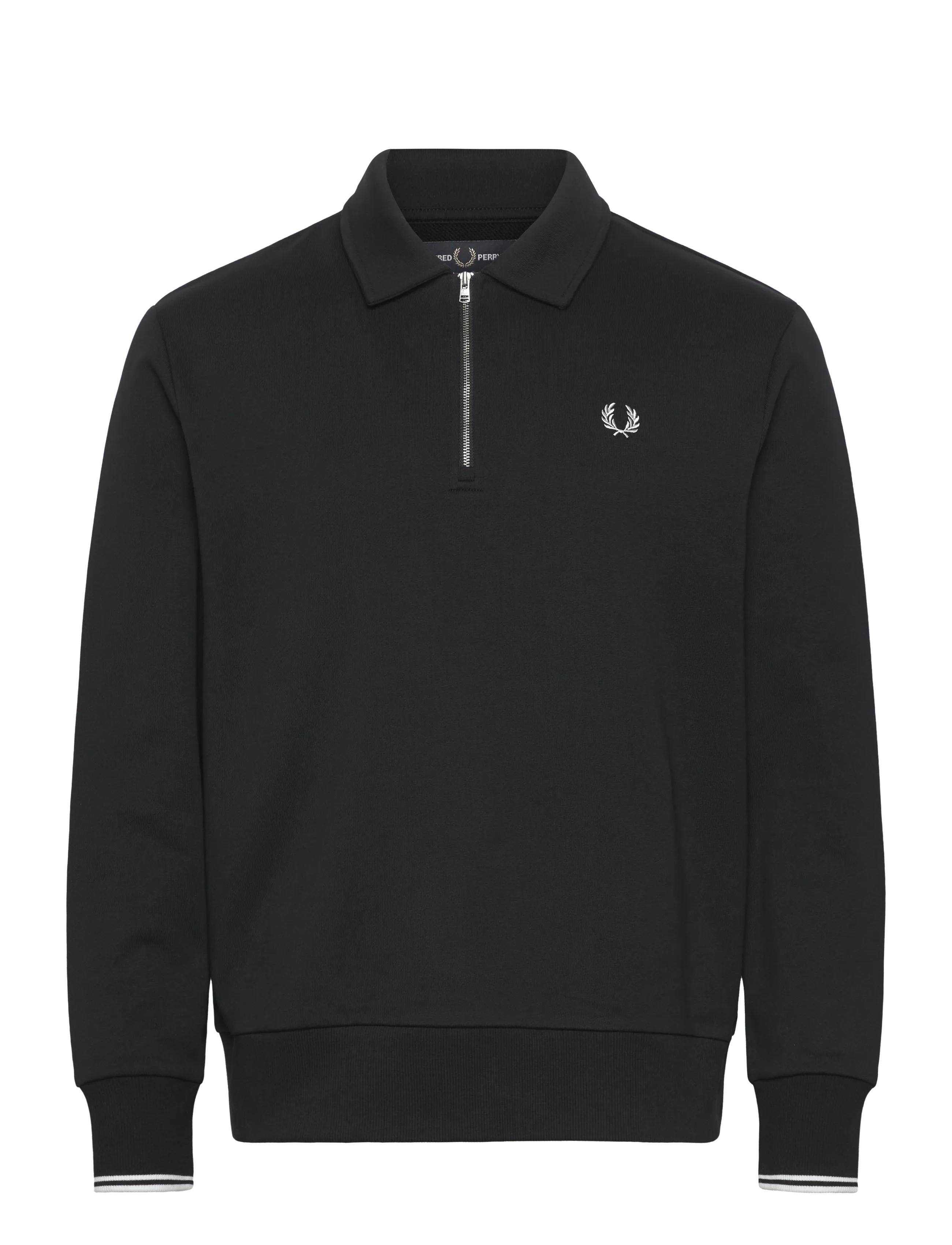 Fred Perry HALF ZIP COLLARED SWEATSHIRT - Fred Perry - BLACK / black