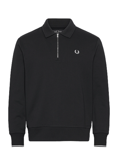 Fred Perry HALF ZIP COLLARED SWEATSHIRT - Fred Perry - BLACK / black