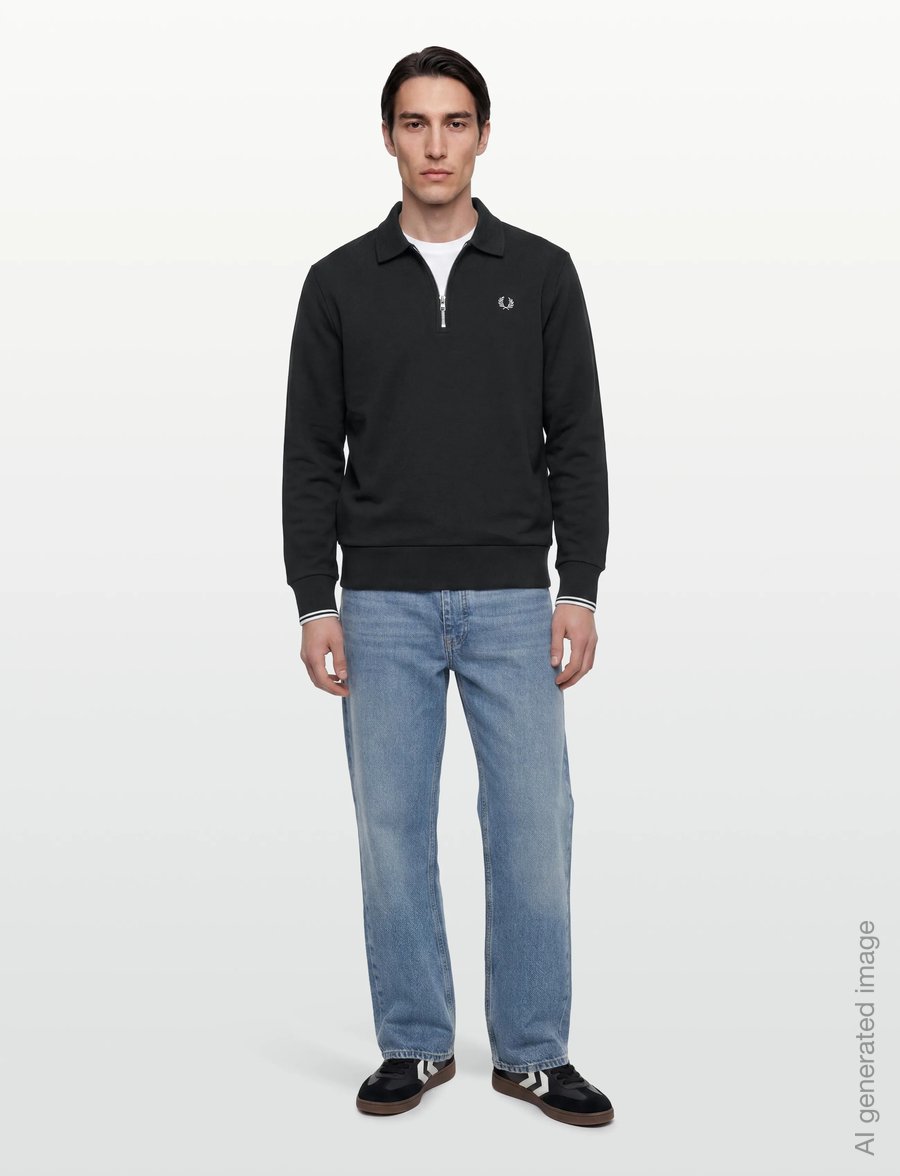 Fred Perry - HALF ZIP COLLARED SWEATSHIRT - sweatshirts - black - 0