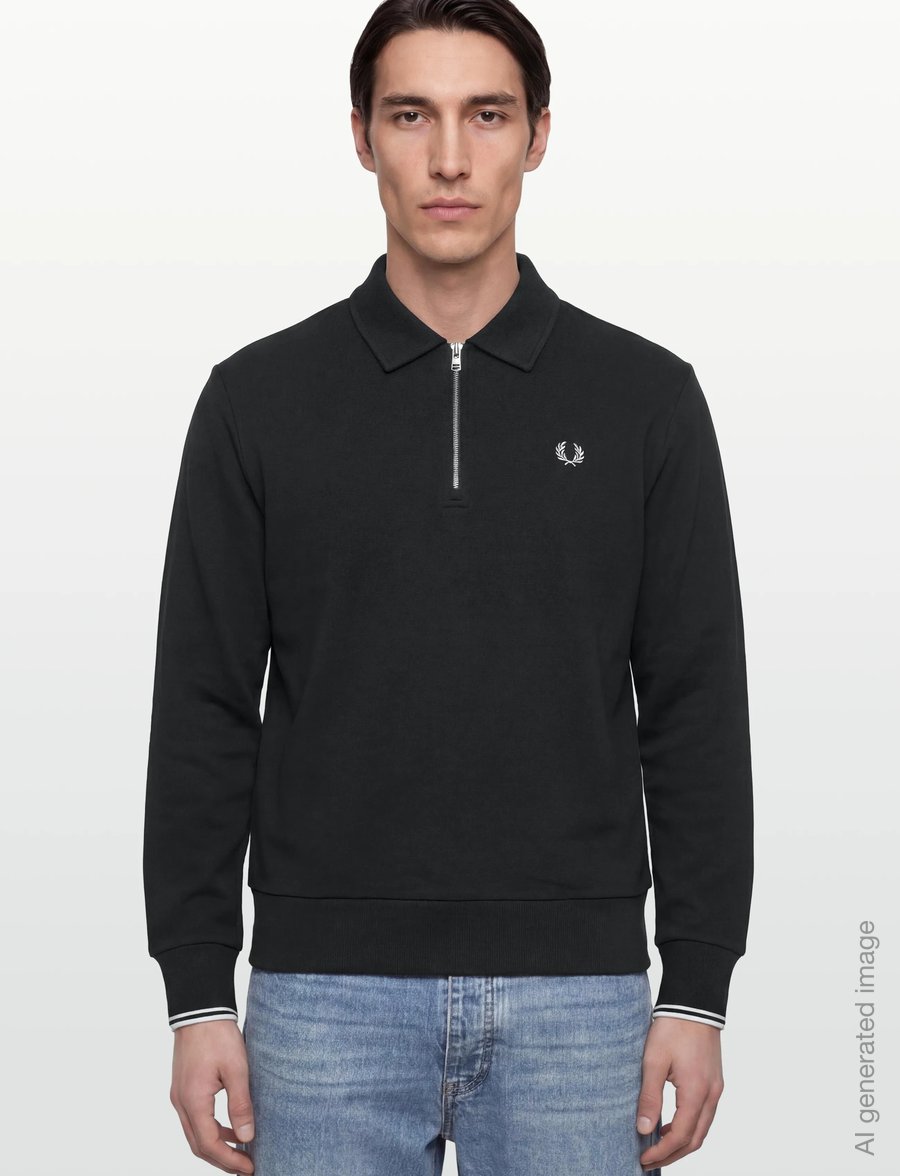Fred Perry - HALF ZIP COLLARED SWEATSHIRT - sweatshirts - black - 3