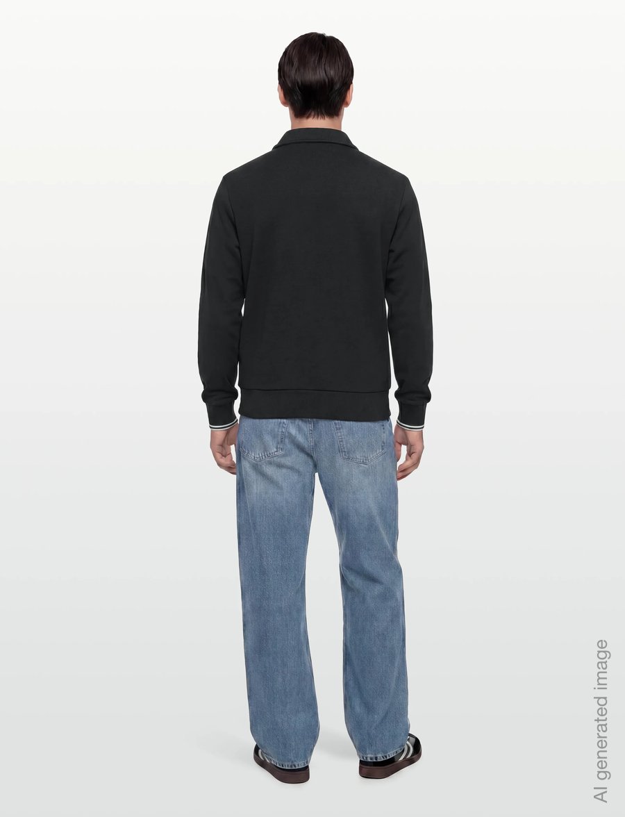Fred Perry - HALF ZIP COLLARED SWEATSHIRT - sweatshirts - black - 4
