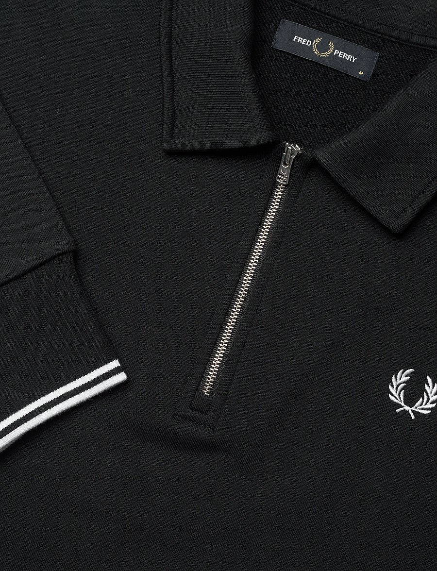 Fred Perry - HALF ZIP COLLARED SWEATSHIRT - sweatshirts - black - 5