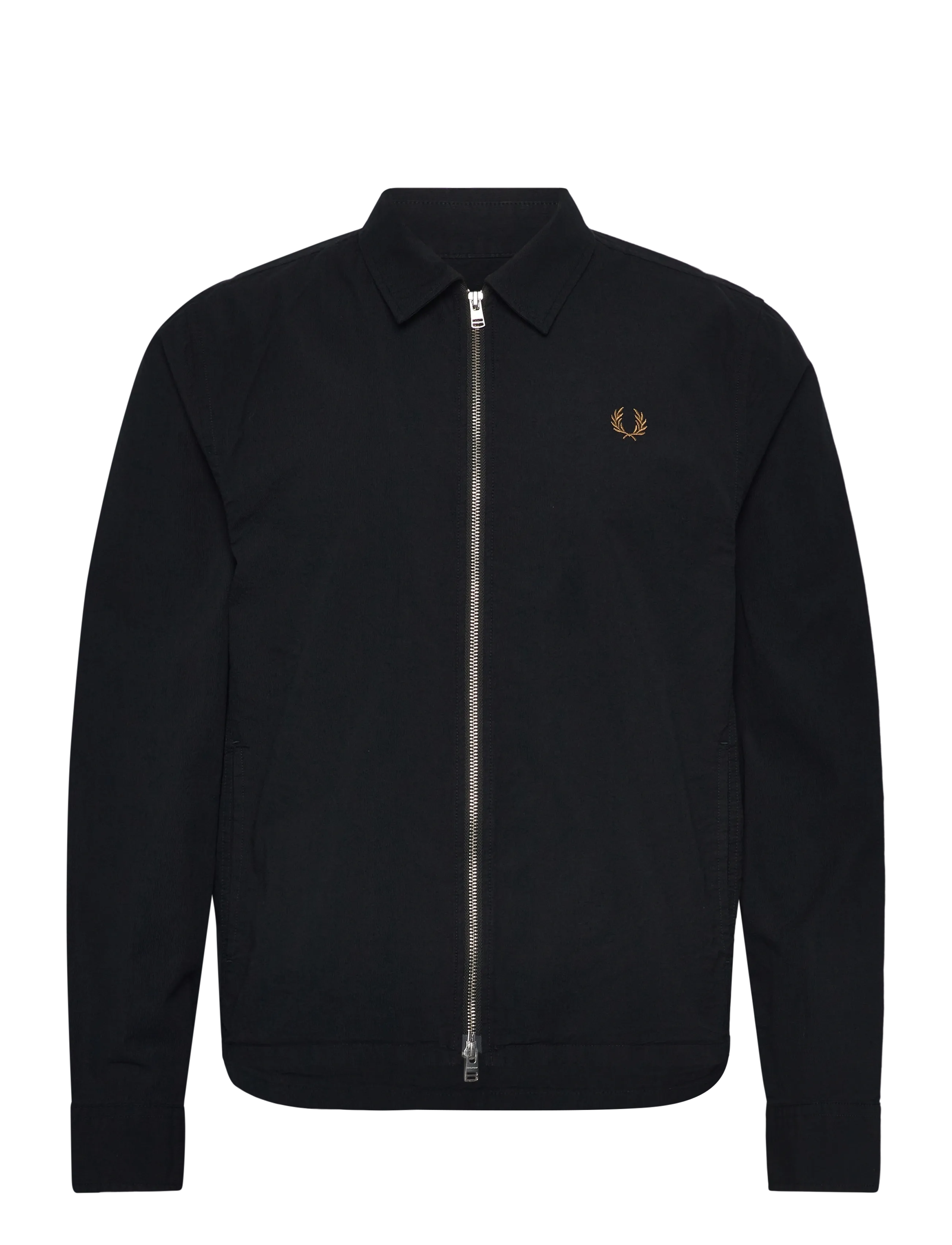 Fred Perry SEERSUCKER ZIP OVERSHIRT - Fred Perry - BLACK / black