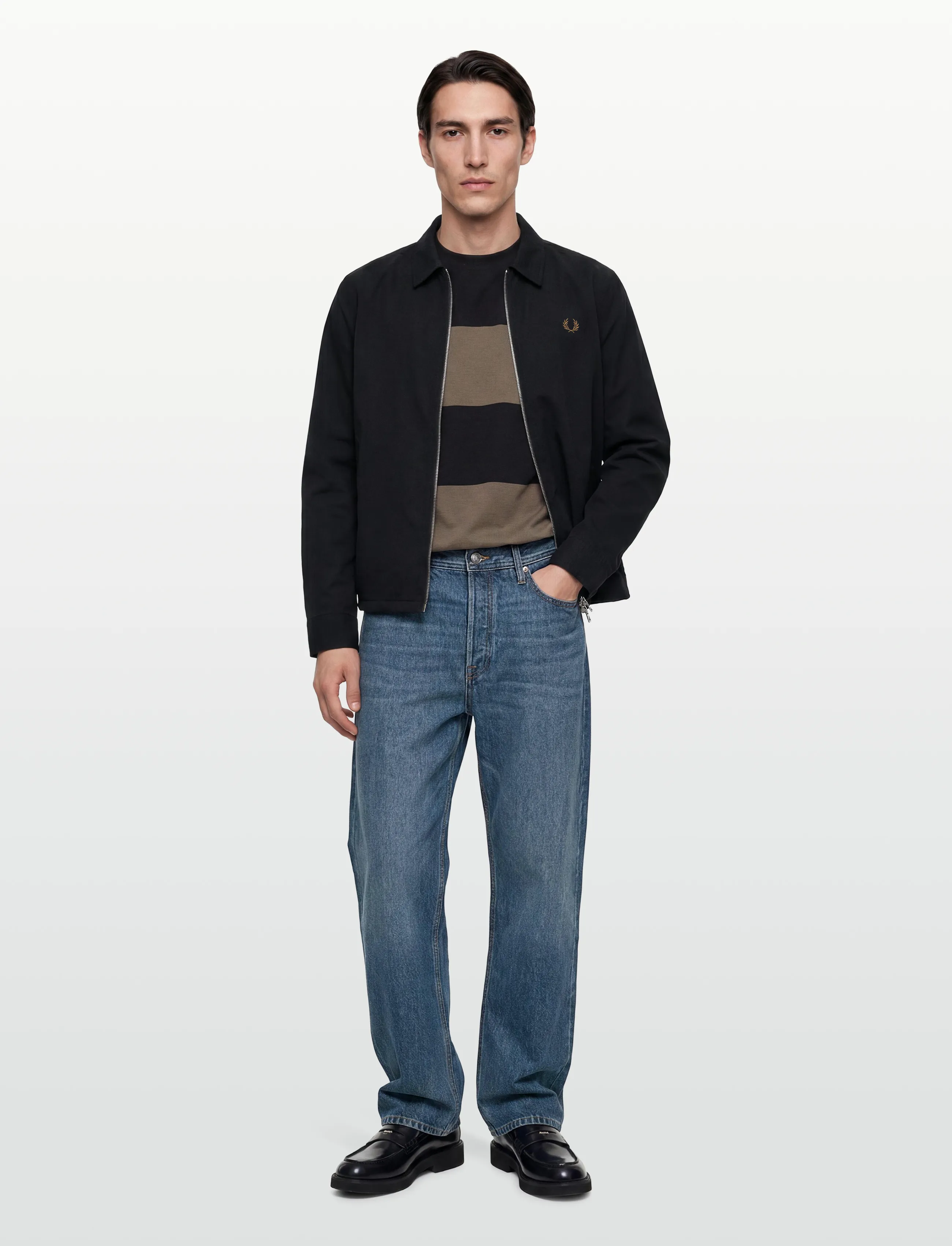 Fred Perry Seersucker Zip Overshirt, Mænd, Seersucker Lynlås Overshirt, Sort, Str: XL