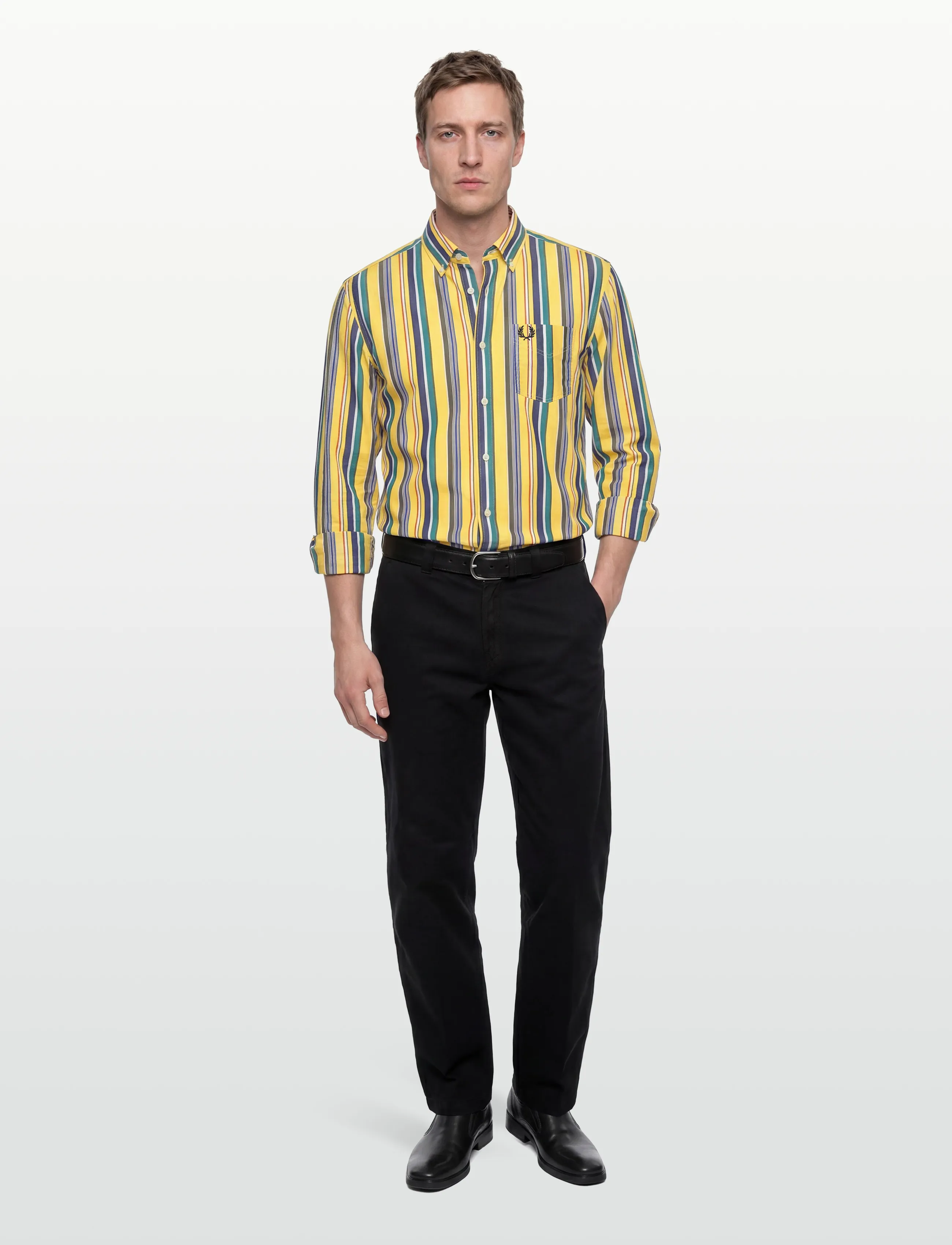Fred Perry RELAXED STRIPE SHIRT - Clothing - LEMON BARLEY / multi
