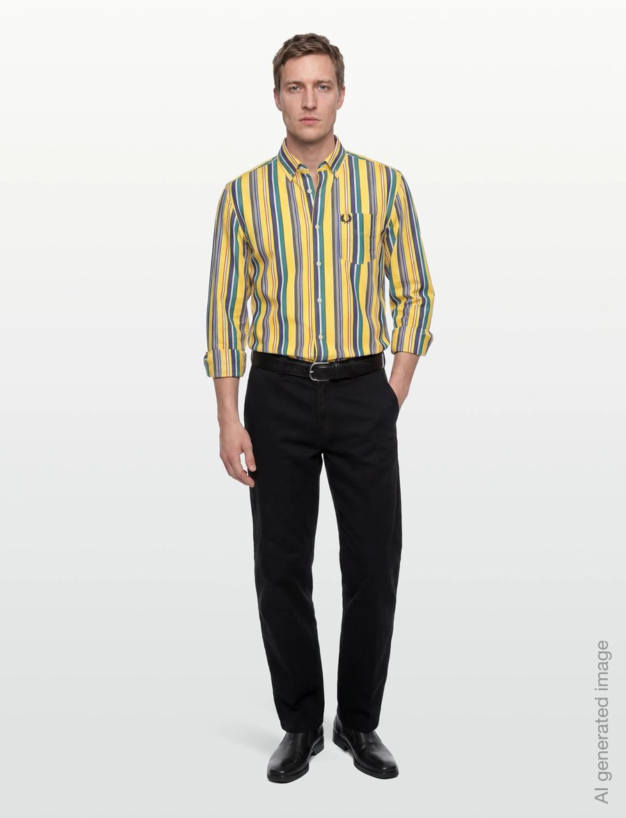 Fred Perry - RELAXED STRIPE SHIRT - chemises à rayures - lemon barley - 0