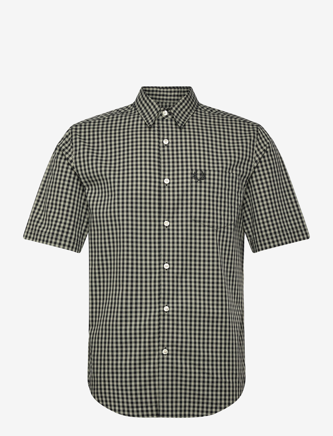 Fred Perry - GINGHAM S/S SHIRT - kortärmade skjortor - seagrass - 0