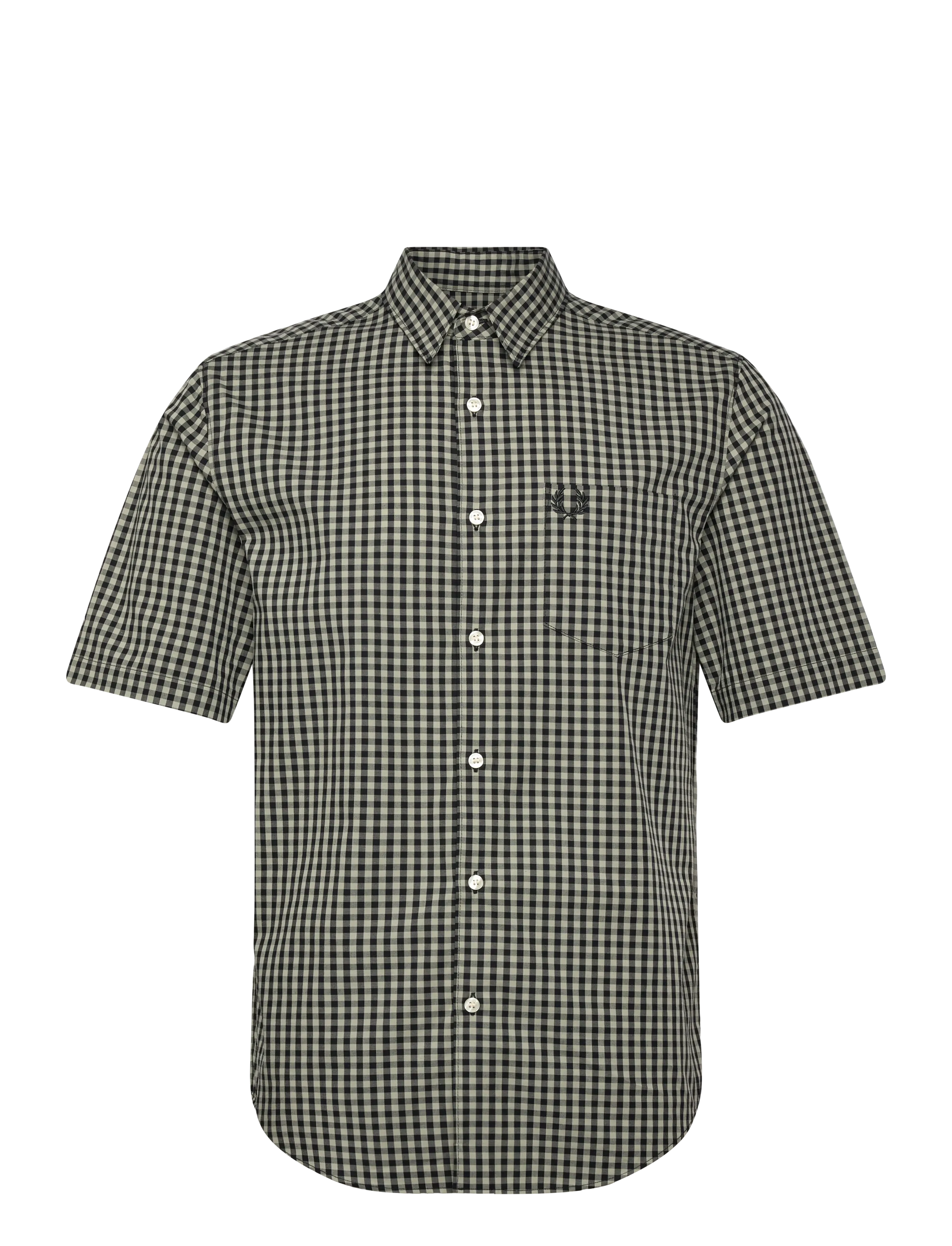 Fred Perry GINGHAM S/S SHIRT - Fred Perry - SEAGRASS / black
