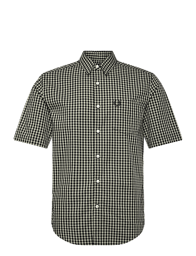 Fred Perry GINGHAM S/S SHIRT - Fred Perry - SEAGRASS / black
