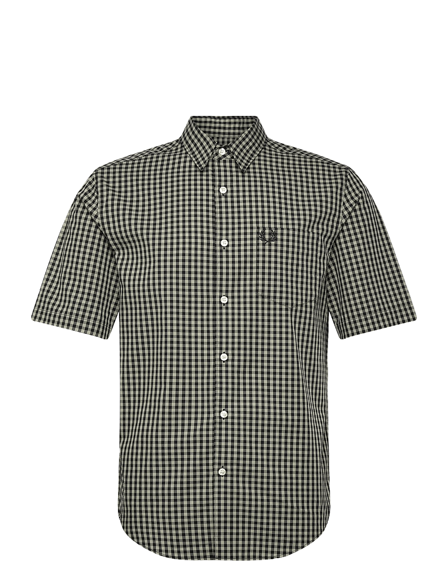 Fred Perry - GINGHAM S/S SHIRT - short-sleeved shirts - seagrass - 1