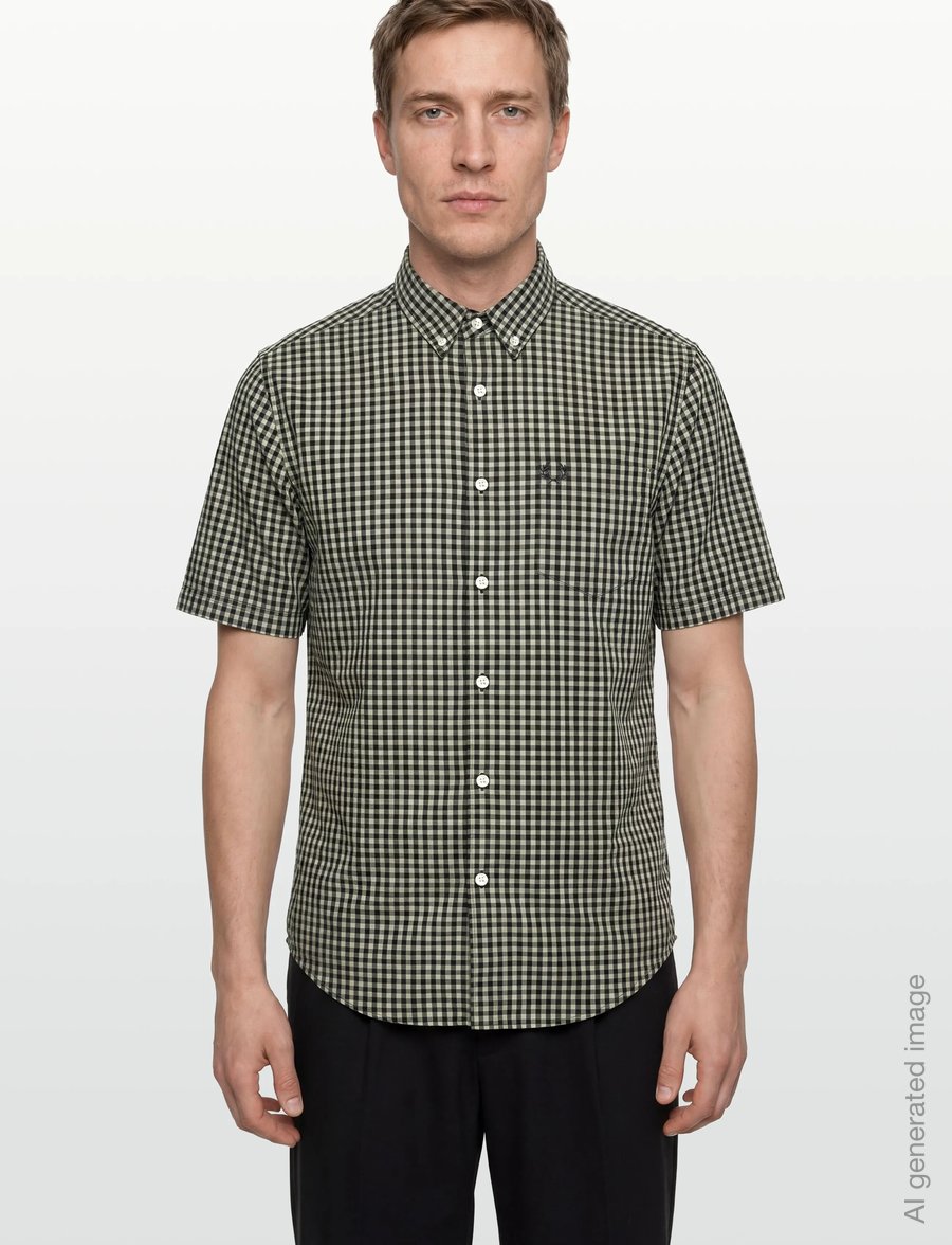 Fred Perry - GINGHAM S/S SHIRT - short-sleeved shirts - seagrass - 3