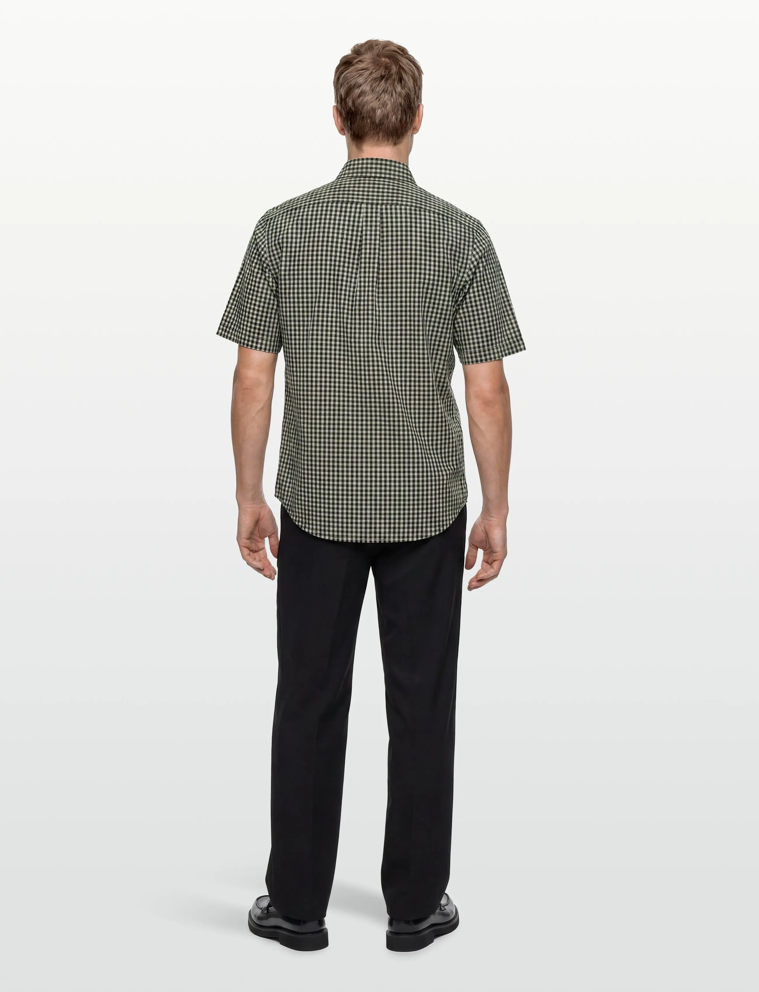 Fred Perry - GINGHAM S/S SHIRT - krekli ar īsām piedurknēm - seagrass - 4