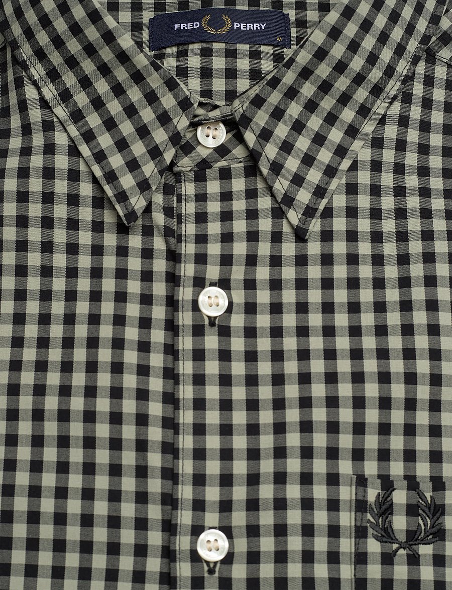 Fred Perry - GINGHAM S/S SHIRT - short-sleeved shirts - seagrass - 5