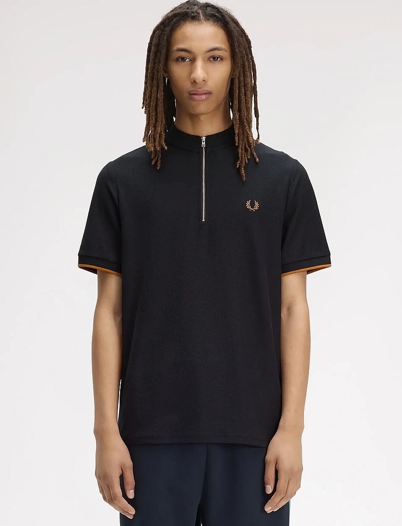 Fred Perry - TIPPED CUFF PIQUE TEE - kurzärmelig - black - 0